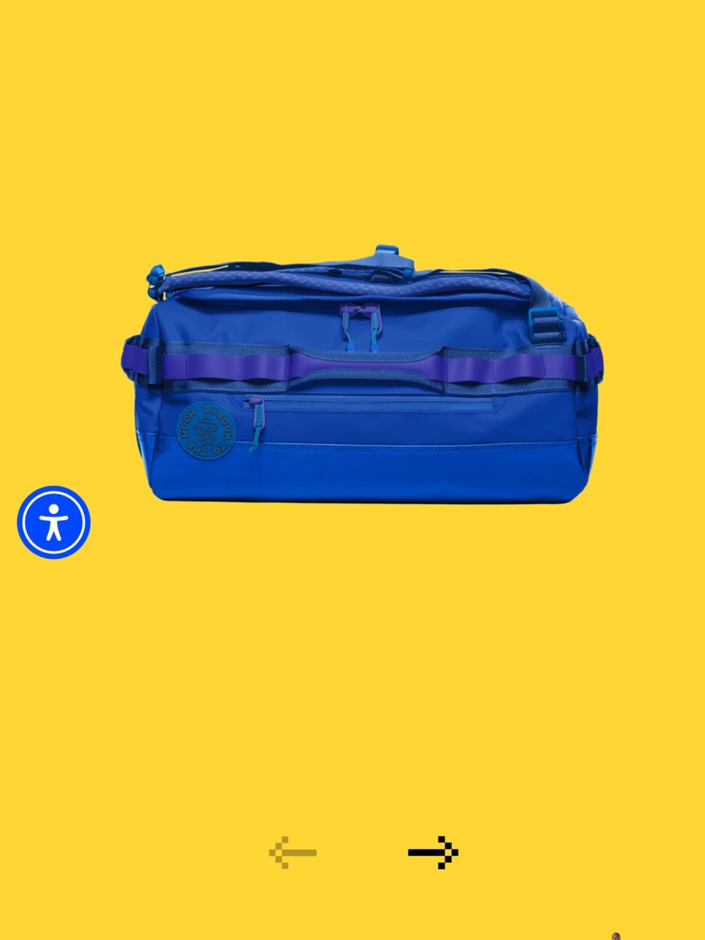 Baboon to the moon Royal Blue Duffel Bag with Utility Strap